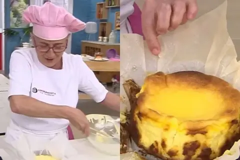 Eva Arguiñano prepara una deliciosa tarta de queso. La imagen muestra el proceso y el resultado final de esta tarta de queso.